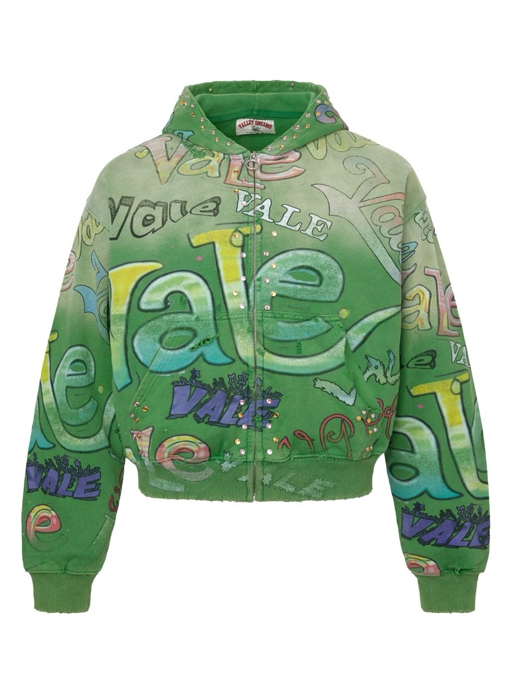 Vale Forever “Spearmint” Zip Hoodie with Stud Embellishments
